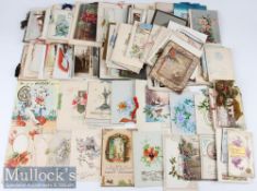 Selection of Early 20th century Cards incl remembrance, Christmas and festive, greetings,