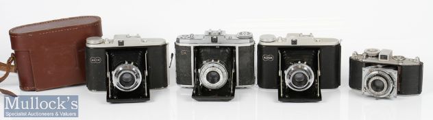 Selection of vintage folding cameras / ranger finders to include Adox Golf with leather case another