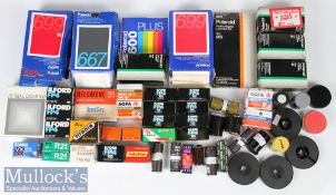 Quantity of vintage Photography film such as Ilford FP4 135, Plus 125, Fotostop VXS200. Fotokemika