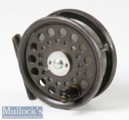 JJS Walker Bampton Alnwick 3” Alloy Fly Reel in grey finish, ventilated drum, black handle, brass