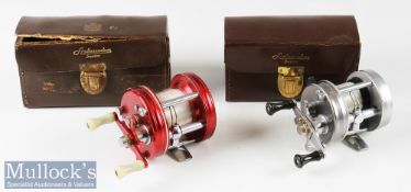 Abu Ambassadeur 2500C high speed multiplier reel silver end plates, chromed construction, foot