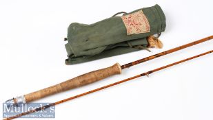 Trout Fly rod: C Farlow & Co, Ltd London split cane trout fly rod – 8ft 2pc with amber agate lined