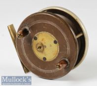 D Slater’s Patent 1415 3 ½” ebonite and brass star back reel with nickel silver rim, on/off check,