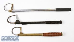 Hardy Bros extendable Gaff alloy construction with maker’s mark, plus another brass extendable