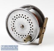 C Farlow & Co London 4 ¼” salmon reel perfect style wide drum with holdfast logo, constant check,