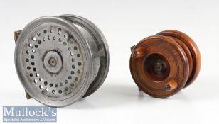 C Farlow & Co Alloy 4 ¼” Salmon Fly Reel smooth brass foot with two small rows of perforations,