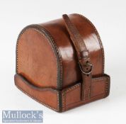 J Bernard & Son St James’s leather D block reel case internally measures 3.25” length, 1.25”