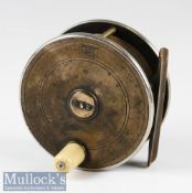 P D Malloch Maker Perth brass/ebonite, nickel silver rims combination 4.25” salmon fly reel - smooth