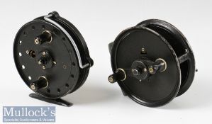 Allcocks Match Special 4” centrepin reel in black mottled finish, dimple handles, with reversible