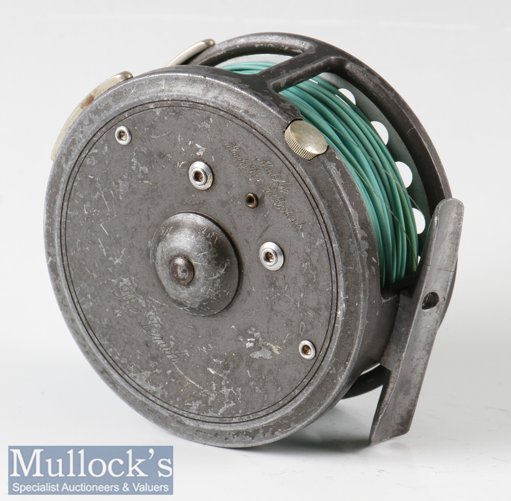 Hardy Bros England 3 3/8” Zenith wide drum alloy fly reel with smooth alloy foot, two screw heavy - Image 3 of 3