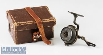 Illingworth No2 casting reel No 1812 with exposed gearing, alloy dish spool and brass line pick