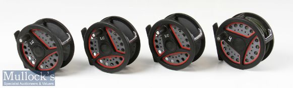 4x Leeda LC 80 fly reels all with line guides, appear unused and in good overall condition