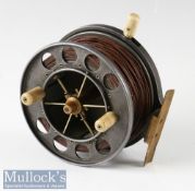 Fine 4 ½” ex-wide Allcocks Aerial ‘lever type’ centre pin reel c1930s silex style lever, with