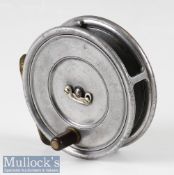 Hardy Bros England 3 3/8” Uniqua alloy trout fly reel internally stamped T W, ribbed brass foot,