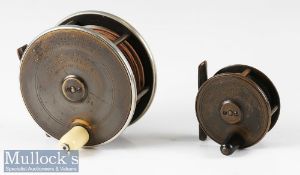 1890s Pollockshields Angling Club Presentation Reels to include a 4” brass and ebonite reel engraved