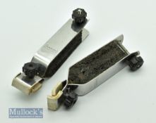 Pair of Hardy fishing rod car clamps in stainless steel with Hardy maker’s stamp, screw tight rubber