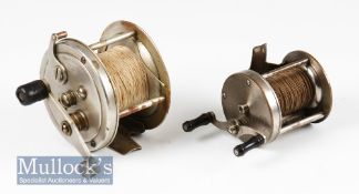 Sears Roebuck & Co nickel silver multiplier reel stamped 250 to foot, end plates measure 3 ¼”