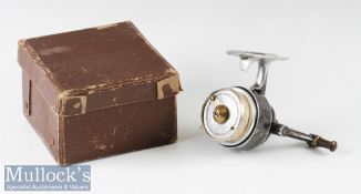 Illingworth No4 Mk II salmon thread line casting reel No604 with housed gearing, alloy line pick up,