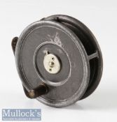 Hardy Bros England 3 3/8” Uniqua alloy fly reel with ribbed brass foot, rim tensioner, quick release