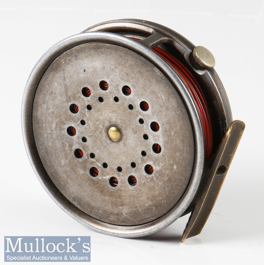Hardy Bros England 3 5/8” perfect Dup Mk II alloy trout fly reel ribbed brass foot 272409, rim
