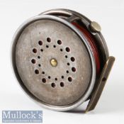 Hardy Bros England 3 5/8” perfect Dup Mk II alloy trout fly reel ribbed brass foot 272409, rim