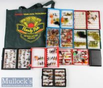 9x various Salmon and Trout Fly boxes and 400 flies and lures – 4x Fox Boxes with large cross