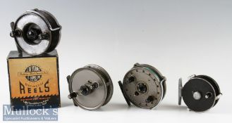 Various J W Young Selection of Reels to include 4” Freedex centrepin reel with dimple handles, a 3