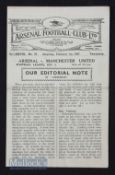 1946/47 Arsenal v Manchester United match programme 1st February 1947. Fold, kept flat.