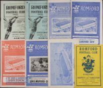 Selection of Romford home match programmes to include 1951/52 Tottenham Hotspur ‘A’ East Anglian Cup