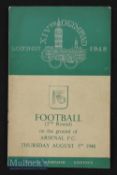 London Olympic games 5 August 1948 Italy v Denmark at Arsenal. Slight crease, pencil team changes.