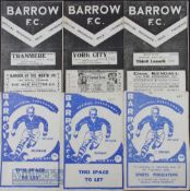 Barrow home match programmes 1947/48 Tranmere Rovers, York City, Third Lanark (F), 1949/50 Oldham