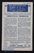 1944/45 War League north Manchester City v Manchester Utd 25 November 1944, 4 pages, team changes