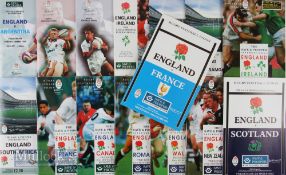 England Home Rugby Programmes 1993-1996 (15): Seven from the Five Nations, eight against a range