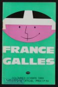 1969 France v Wales Rugby Programme: An 8-8 draw in Wales’ Triple Crown and Championship season,