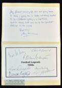 1950s Football Legends Signed Page featuring Finney, Bert Williams, Clayton, Lofthouse, Bryan