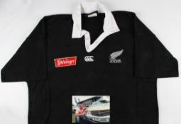 Rare Justin Marshall Matchworn All Black Rugby Jersey: Complete with corroborating embroidered