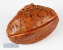 Wales v France 1966 Signed Miniature Rugby Ball: Small 5” x 3.5” leather Gilbert ball with lace,