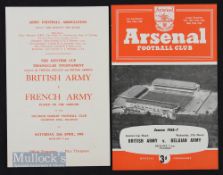 Kentish Cup match programmes 1956 British Army v French Army at Dulwich Hamlet, 1957 British Army