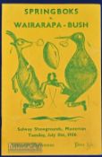 Signed 1956 Wairarapa/Bush v S Africa Rugby Programme: 32pp issue packed with stats, detail and