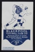 1935/36 Blackpool v Leicester City 28 September 1935 at Bloomfield Road. Good.