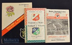 England Rugby programme selection to include 1938 England v The Rest 1st Jan with tape to spine,
