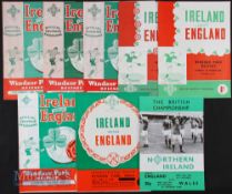 Selection of Ireland v England international match programmes 1956,1958, 1960, 1962, 1964, 1969,