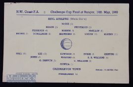1948/49 NW Wales FA Challenge Cup Final match programme Rhyl Athletic v Caernarvon Town 14 May