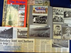 Collection of Chelsea FC scrapbooks covering 1960s/1970s with multiple newspaper cuttings of photos,