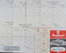 Selection of Arsenal home match programmes to include 1960 West Ham Utd (SE Counties L.C. final),