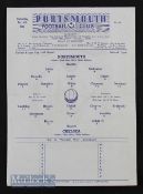 1960/61 Portsmouth v Chelsea Football League Cup match programme 14 December 1960 at Fratton Park,