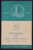 London Olympic games Football Final 13 August 1948 Sweden v Yugoslavia at Wembley. Good