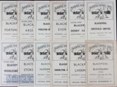 1947/48 Selection of Blackpool home league match programmes to include Arsenal (Champions),
