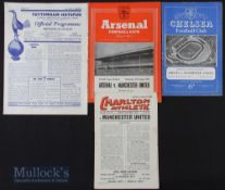 1952/53 Manchester United away match programmes v Spurs, Charlton Athletic, Chelsea, Arsenal. (4)