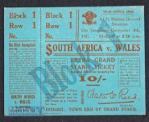 Rare Rugby Ticket, 1931 Wales v S Africa: At Swansea for this third visit of the Springboks to